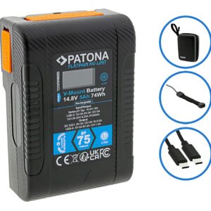 Platinum V-Mount battery BP-75W PD65 74Wh USB-C USB-A D-Tap DC-out incl. Hardcase