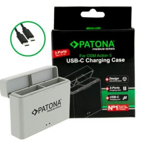 Premium Dual Charger charging box DJI Osmo Action 3 4 and 5 incl. USB-C cable